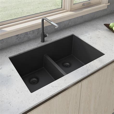 Ruvati 33 In X 19 In Double Bowl Undermount Granite Composite Kitchen