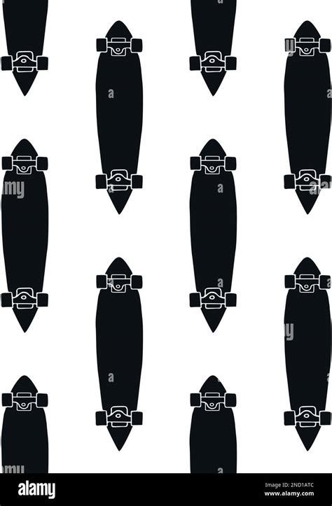 Vector Seamless Pattern Of Hand Drawn Doodle Sketch Black Longboard