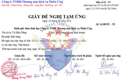 Tham khảo giấy đề nghị thanh toán có cần đóng dấu