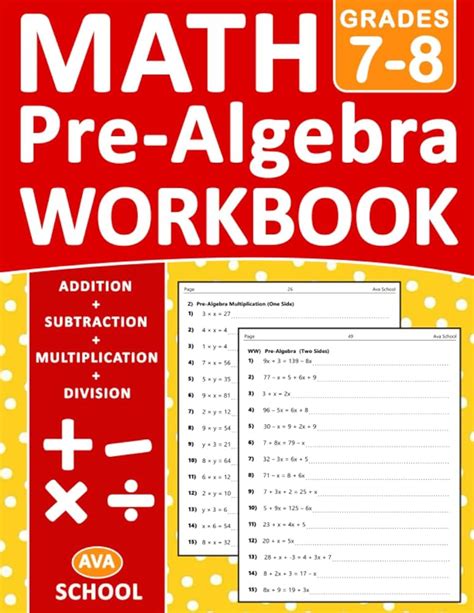 Pre Algebra Workbook Grade 7 8 Pre Algebra Practice Problems For 7th Grade And 8th Grade With