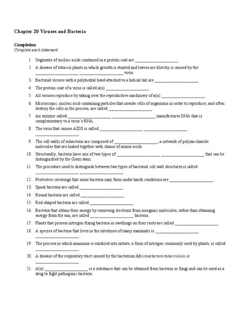 Bacteria And Viruses Chapter Vocabulary Review Answers