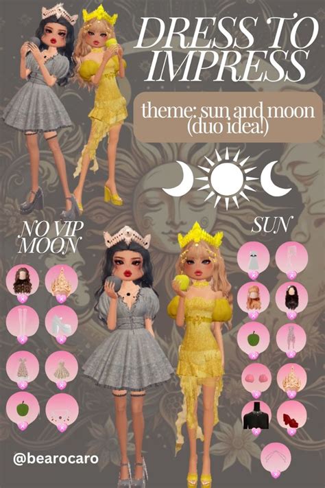 Dress To Impress Sun And Moon Theme No VIP Outfit Hack Duo Idea In 2024