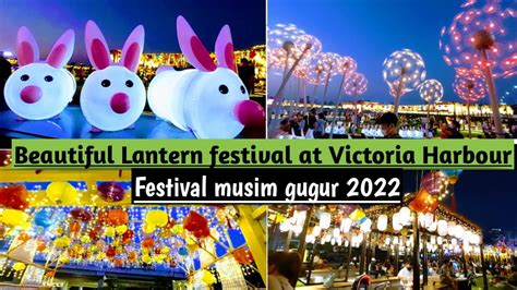 Beautiful Lantern Festival At Victoria Harbour Fotress Hill Hong