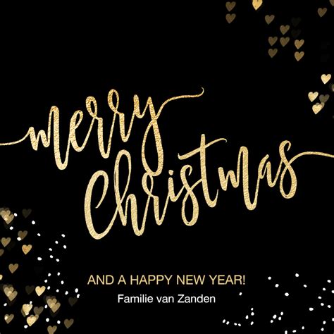 Luxe Kerstkaart Zwart Goud Merry Christmas Kaartje Go