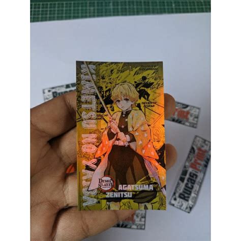 Jual Stiker Anime Hologram Waterproof Zenitsu Demon Slayer SDMS01