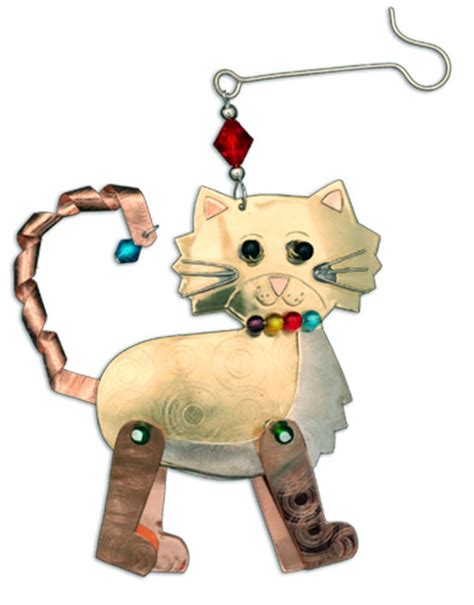 Metal Cat Hanging Ornament Twizzlers The Cat Accented With Colored Beads