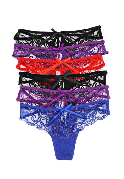 Buy Kiss And Tell 6 Pack Emily Sexy Lace G String Thong Panties Bundle B