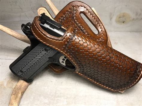 Handmade 1911 Leather Holster With Thumb Strap & Two Magazine | Etsy