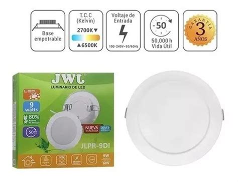 Jwj Plafon Led 9w Empotrable Luz Blanca Redondo 20pzs Color Blanco