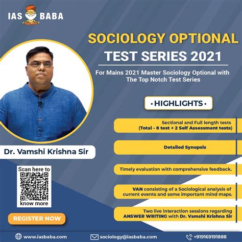 Sociology Optional Test Series For Upsc 2021 By Dr Vamshi Krishna Sir Iasbaba