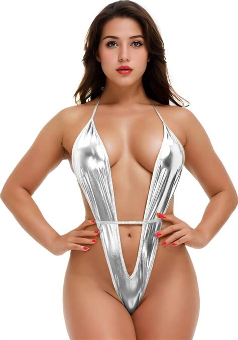 EVAbaby Sexy Mini Monokini Swimwear For Women PU Leather One Piece Halter Extreme Micro Bikini