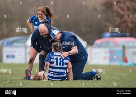 English Womens Amateur Rugby Union Players Playing In A League Game