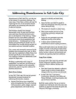 Fillable Online Addressing Homelessness In Salt Lake City Fax Email