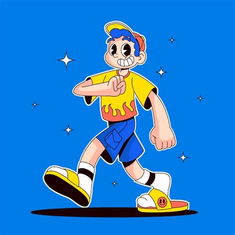 Premium Vector Hand Drawn Walking Cartoon Illustration