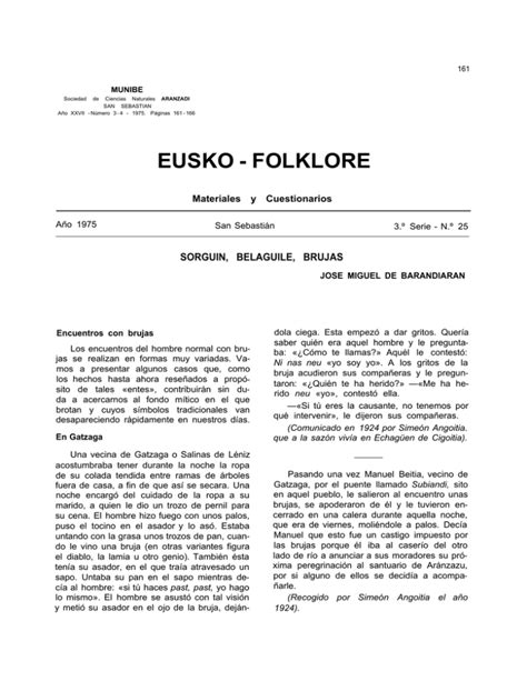 Eusko Folklore Materiales Y Cuestionarios