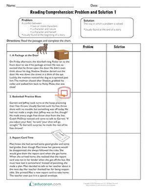 Reading Comprehension Problem And Solution 1 Worksheet Education