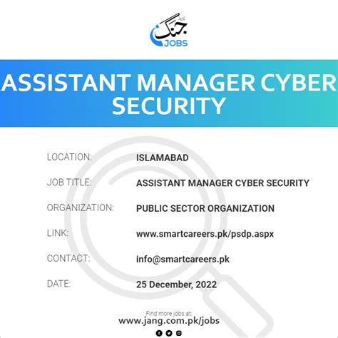 Assistant Manager Cyber Security Job Public Sector Organization