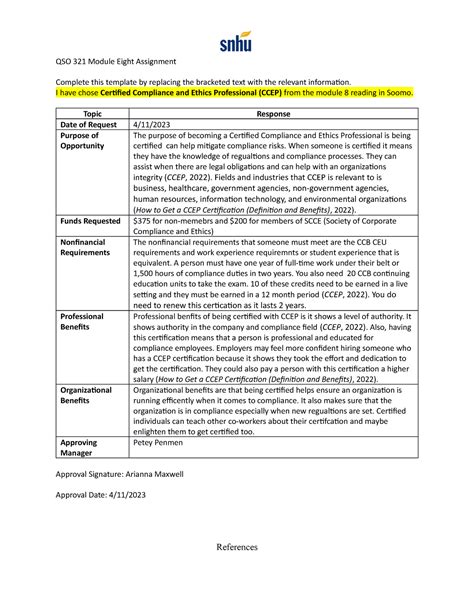 Assignment Request For Professional Development Funds Qso