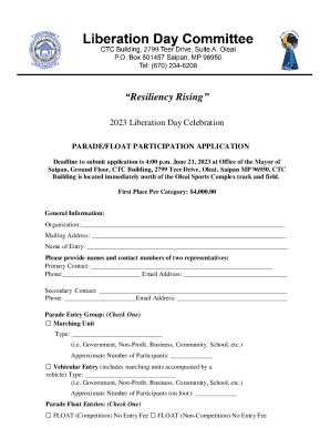 Fillable Online Liberation Day Parade Float Applications Now Available