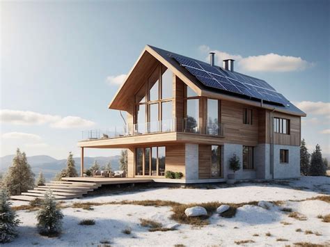 Premium Ai Image Modern Eco House With Solar Panels And Windmills To