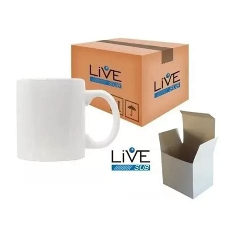 12 Caneca Branca Live Aaa Sublimação Porcelana Caixinhas Frete grátis