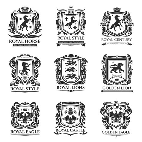 Premium Vector Royal Heraldry Medieval Horse And Animals Icons