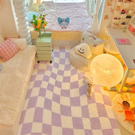 Cute And Aesthetic Pastel Curvy Checkered Area Rug Will Instantly