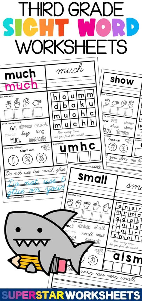 Third Grade Sight Word Worksheets Superstar Worksheets