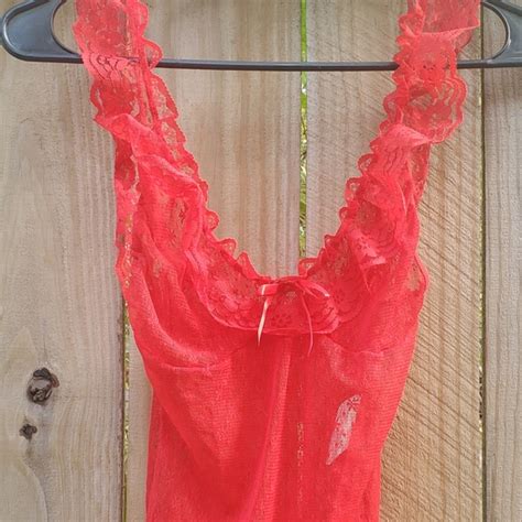 Intimates Sleepwear Red Sheer Lace Lingerie Top Sexy Poshmark