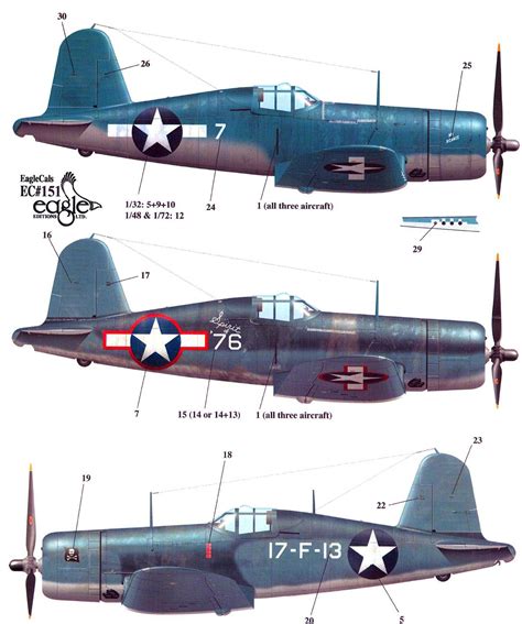 Navy WWII Fighter Part 2 EagleCal Decals 1 72 VOUGHT F4U 1 CORSAIR U S