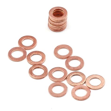 20PCS Set 6 10 1mm Solid Copper Washer Flat Ring Gasket Sump Plug Oil