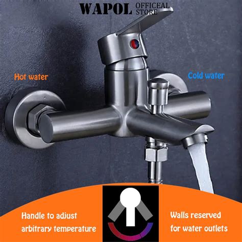 Wapol Bathroom Faucet Hot And Cold Mixer Valve Stainless Wall In Bathtub Mixer Shower Set