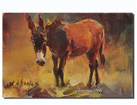 12x18cm Animals Oil Painting Donkey Impressionism Art New Artwork