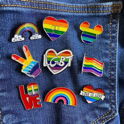 Lgbt Pins Rainbow Pride Flag Peace Heart Love Is Love Enamel Pin Badge