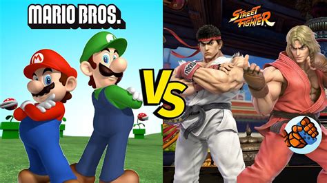 Mario Bros Versus Street Fighter Mario And Luigi Vs Ryu And Ken Super Smash Bros Ultimate