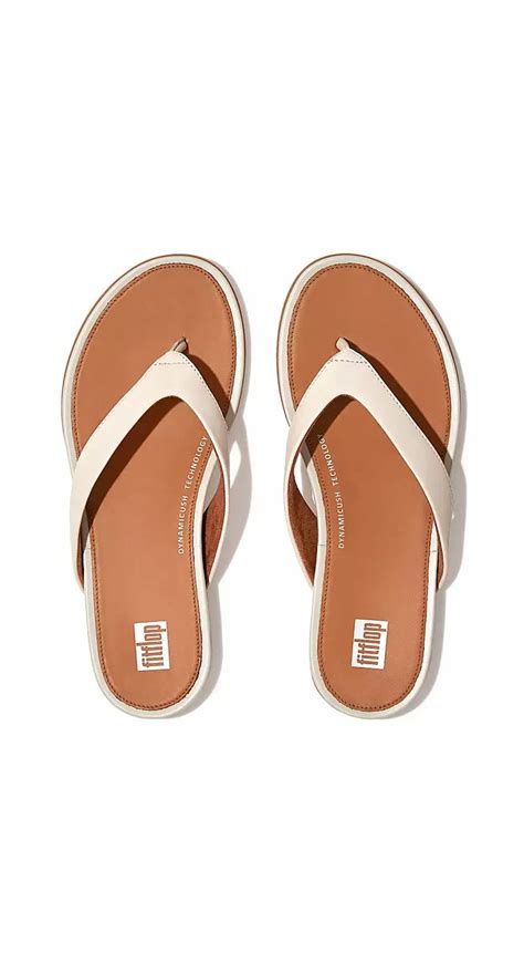 Fitflop GRACIE Leather Flip-Flops Stone Beige