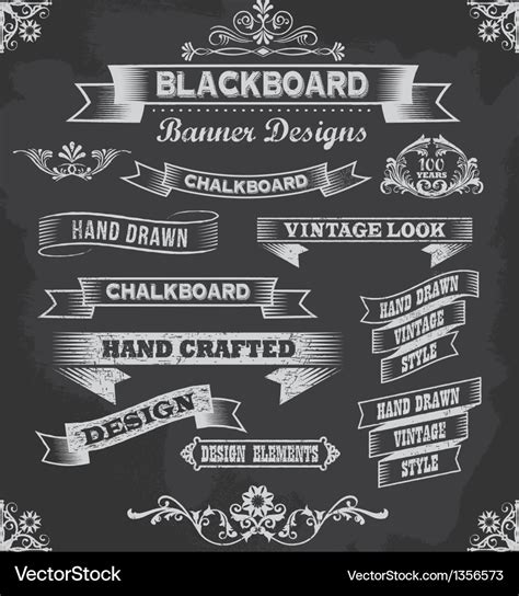 Retro Chalkboard Calligraphy Banners Royalty Free Vector