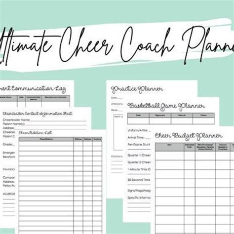 Printable Cheer Planner For Coach Captain And Team Mom Cheer Etsy