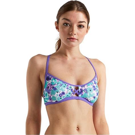 Speedo Womens Swimsuit Top Bikini Endurance Lite Tie Back Printed Discontinued Aqua Speedo