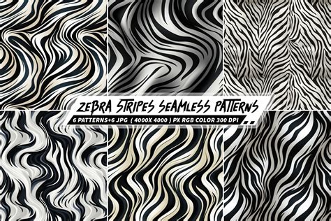 Zebra Stripes 6 Seamless Patterns Graphic by One-touch · Creative Fabrica