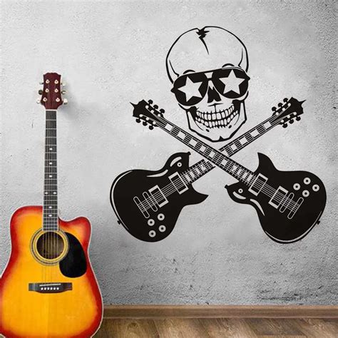 Buy Fashion Art Wall Decals Cool Mural Guitar Home