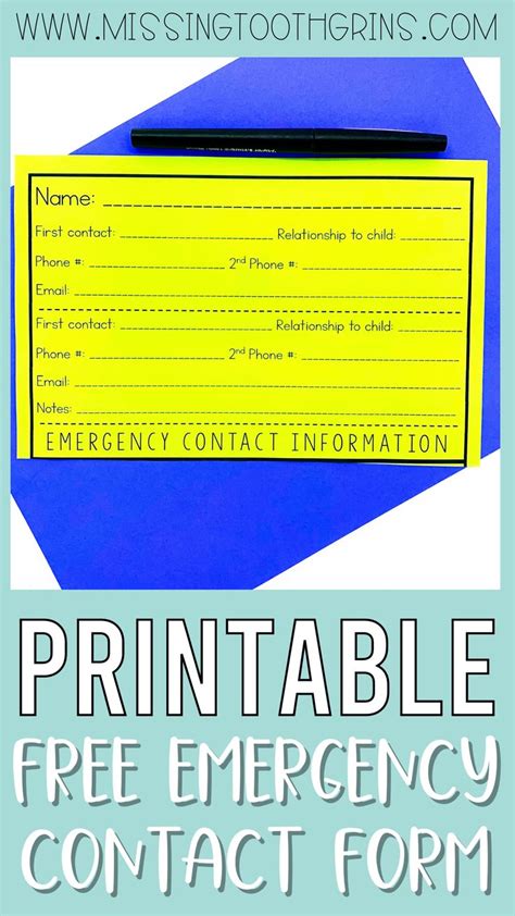 Free Printable Emergency Contact Form For Students With Classroom Tips