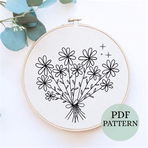 Clover Meadow Embroidery Pattern Pdf Floral Pattern Botanical