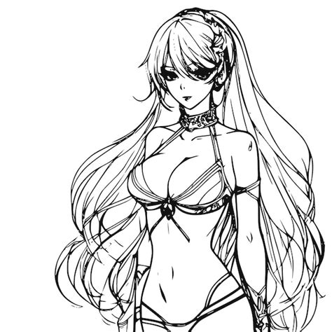 Un Dessin D Une Fille Aux Cheveux Longs Et En Bikini Qui Dit Elle Porte Un Bikini Vecteur