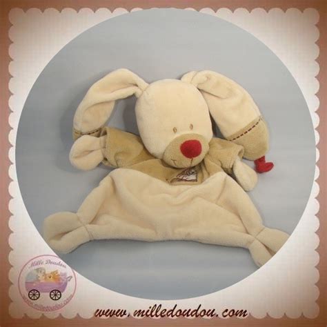 Nicotoy Sos Doudou Lapin Bastien Beige Plat Bout Bordeaux Oreilles