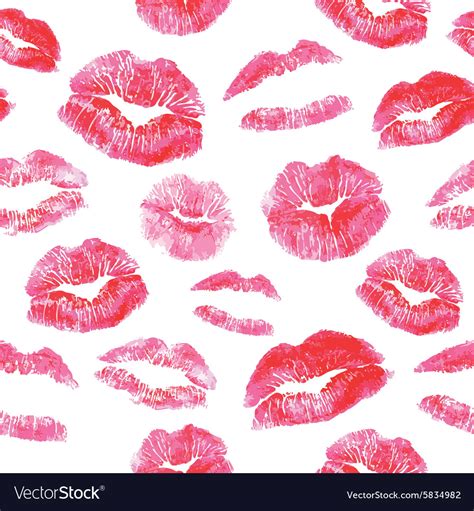 Seamless Pattern Red Lips Kisses Prints Vector Image