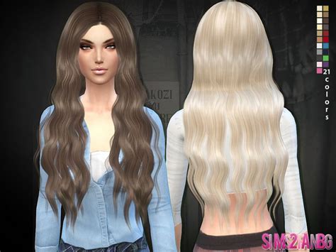 Sims2fanbgs Hair 02 Long Wavy Sims 4 Curly Hair Long Curly Hair