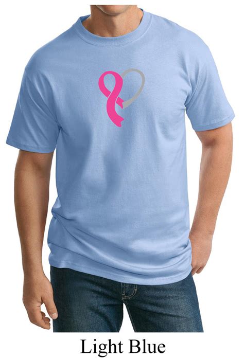 Breast Cancer Awareness Mens Shirt Ribbon Heart Tall Tee T Shirt