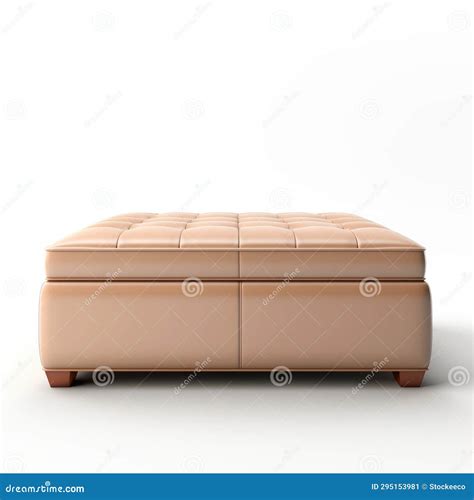 Realistic Beige Ottoman 3d Render Cabincore Inspired Stock