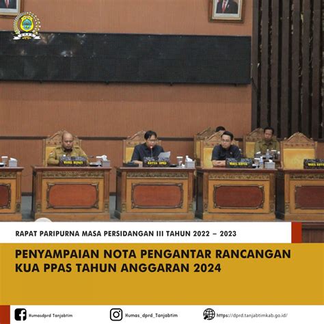 Dprd Tanjungjabung Sampaikan Nota Pengantar Rancangan Kua Ppas Tahun